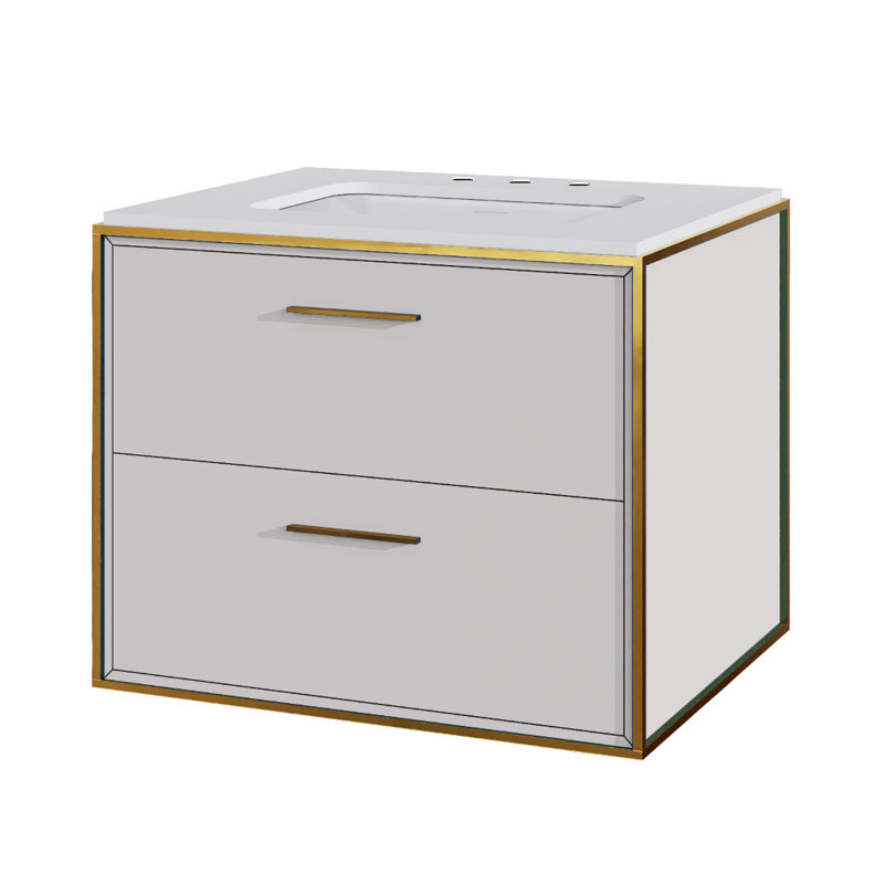 Linea 24'' W Single Vanity, Brass, 8" Widespread, Matte White