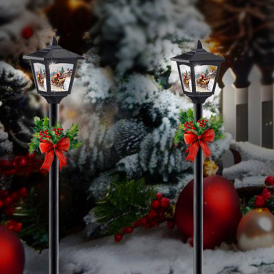 Lampadaire solaire avec conception de traîneau du Père Noël, décor de jardin pour patio, patio et sentier Ip65