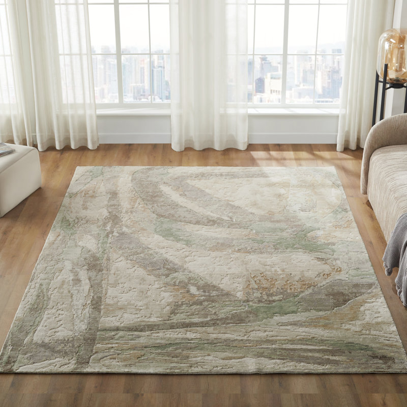 Tapis Aurelia, Vert, Rectangle 8 pi 6 po x 11 pi 6 po