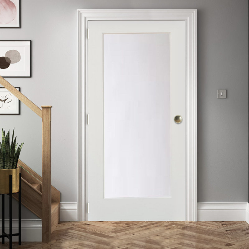 Porte standard en verre satiné, 28 po x 80 po, Côté droit