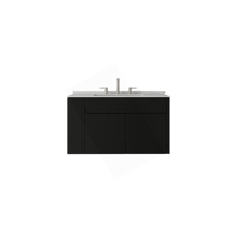 Meuble-lavabo flottant 30 po avec lavabo, porte à fermeture en douceur, comptoir en granite blanc 0,6 po et dosseret, contreplaqué