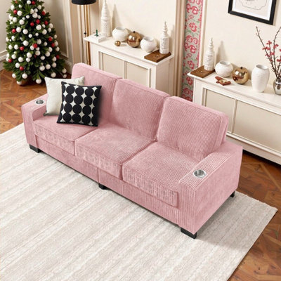 Poltro Corduroy Fabric Sofa Modern Compressed 3-Seater Couch