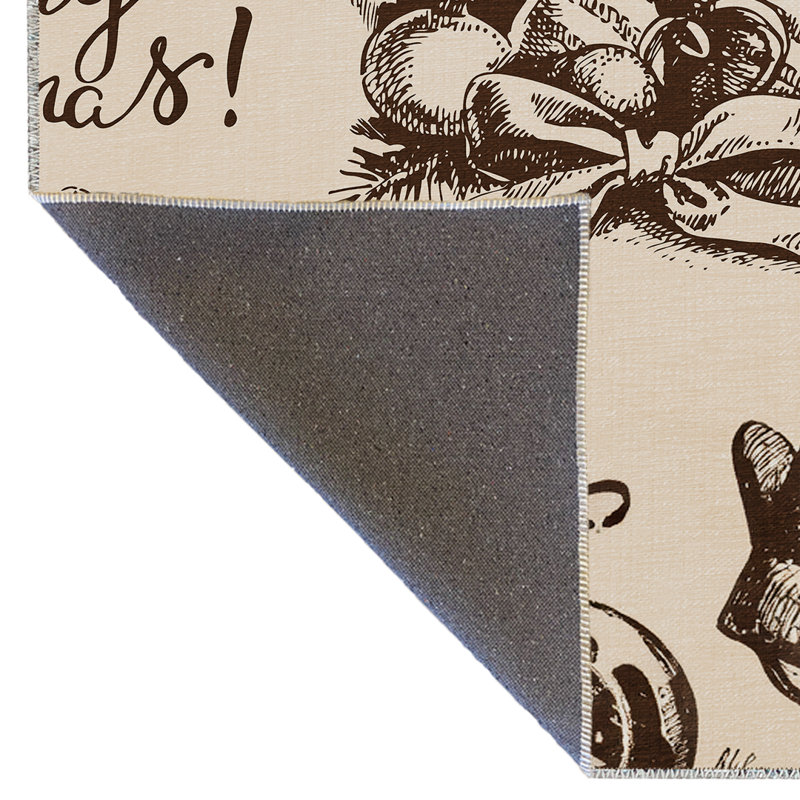 Tapis décoratif moderne gris et beige à motif mélangé à motif de lettres «Merry Christmas»