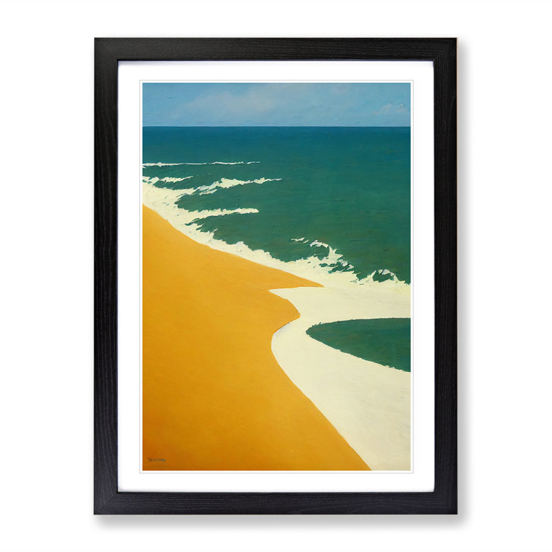 Enigmatic Beach - Single Picture Frame Painting, 64cm H x 46cm W x 2cm D, Black