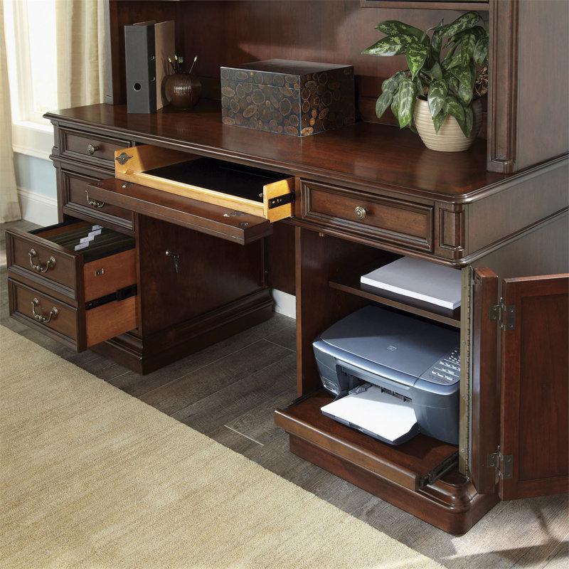 Mattern Solid Wood Executive Desk with Keyboard Tray
