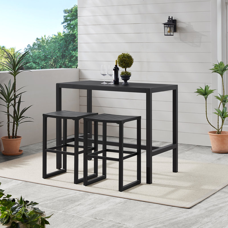 Ensemble repas extérieur en aluminium Armando, Noir, noir, noir, noir, 2