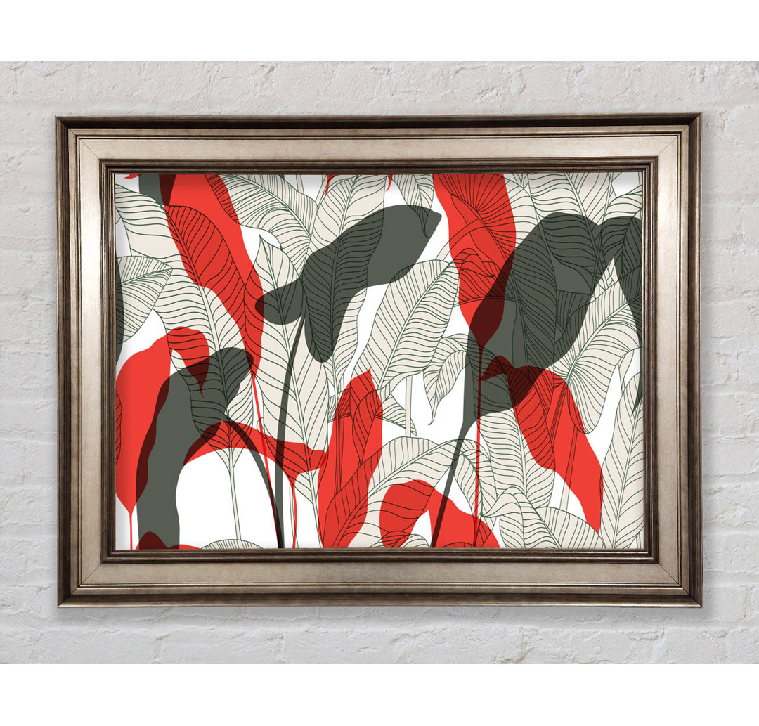 Leaves Of Red And Grey - Einzelne Bilderrahmen Kunstdrucke