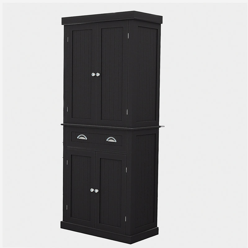 71-inch kitchen storage cabinet, with 4 doors, drawers, 2 adjustable shelves, standalone sideboard, suitable for dining room, living room, laundry room - black