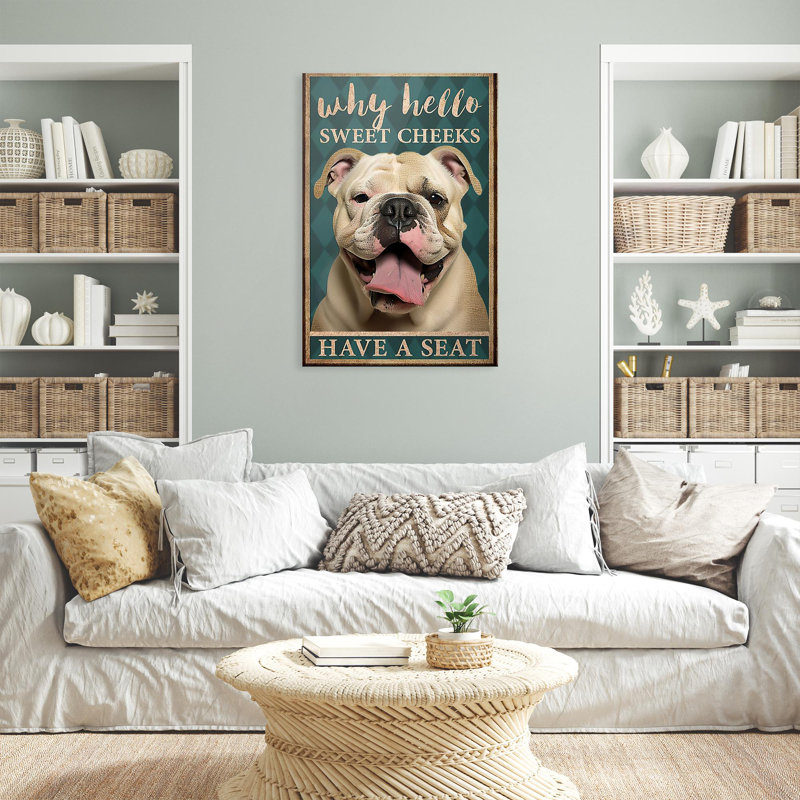 Bulldog, pourquoi, bonjour, douces joues sur toile, impression, H 36 po x l 24 po x P 1,25 po