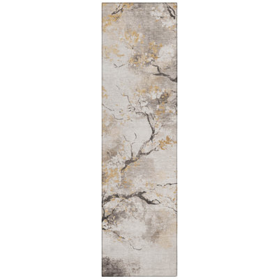 Machine Washable Indoor/Outdoor Xhevrie Putty Rug