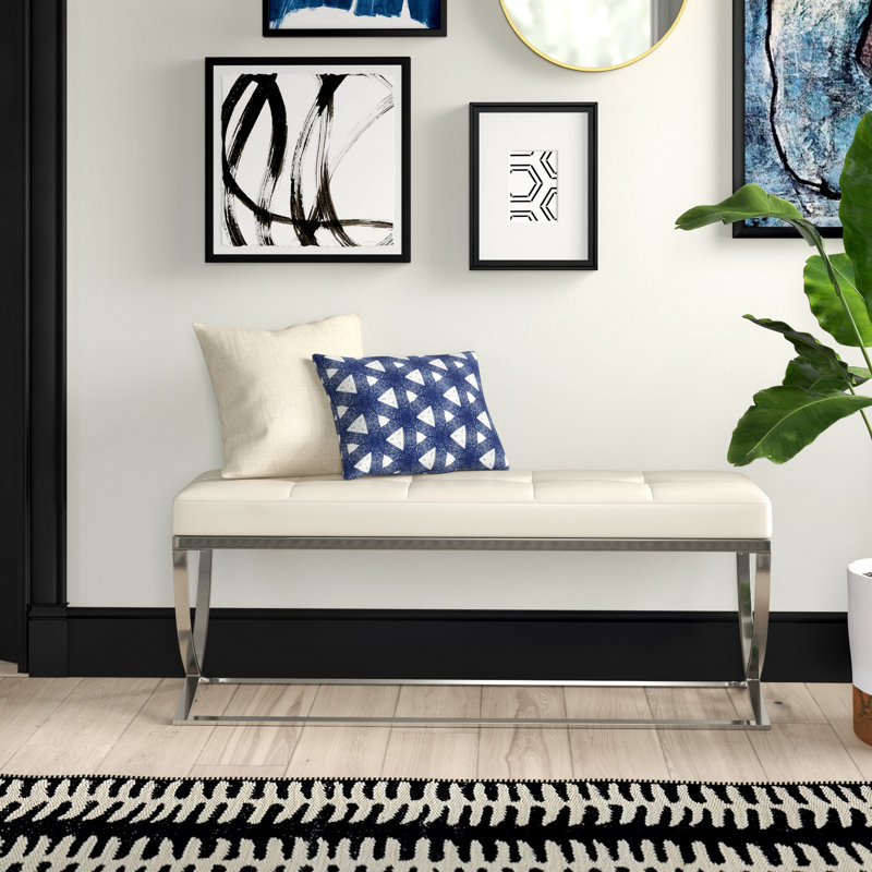 Banc en simili cuir Addien, Blanc