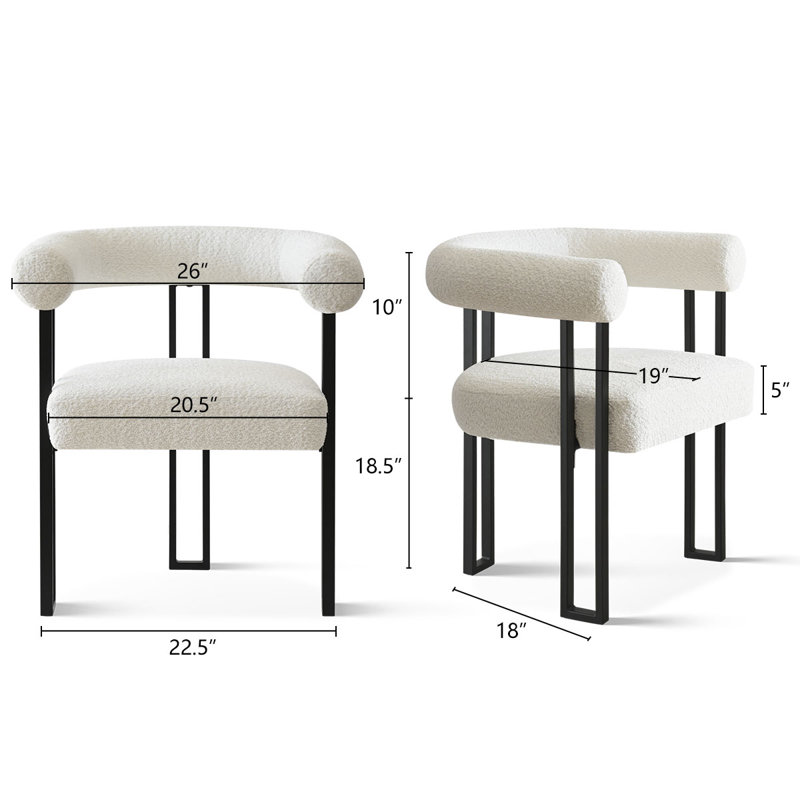 Fellman Boucle Upholstered Dining Armchairs