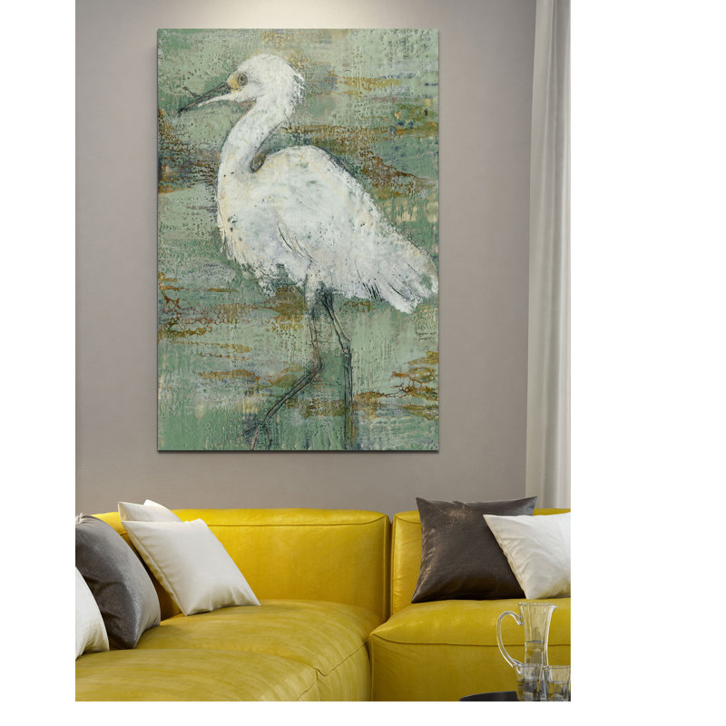 " Textured Heron I ", 12" H x 8" W x 1.5" D, Wrapped Canvas
