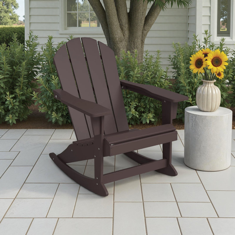 Chaise Adirondack berçante en PEHD Laguna, Marron foncé