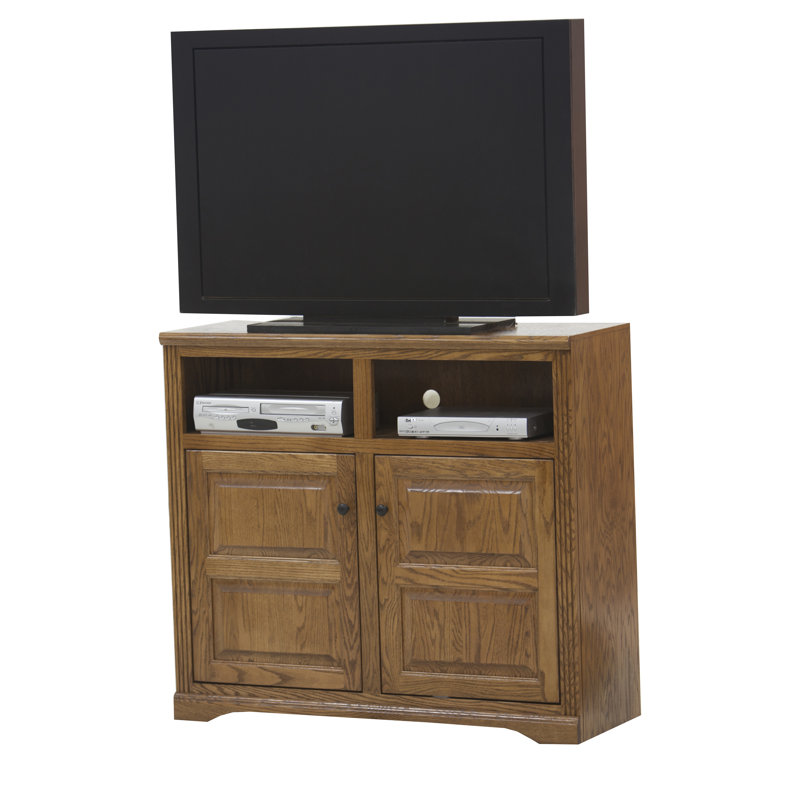 Rafeef Solid Wood TV Stand, Plain Glass, 41.25" L, Sassy Gold Oak