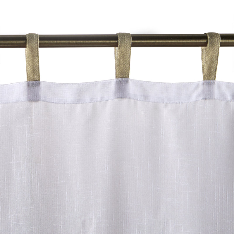 Janig Solid Sheer Tab Top Single Indoor/Outdoor Curtain Panel, White, 52"W x 108"L