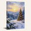Decorated Tree in Snowy Forest at Sunset Christmas Canvas Wall Art-419032632