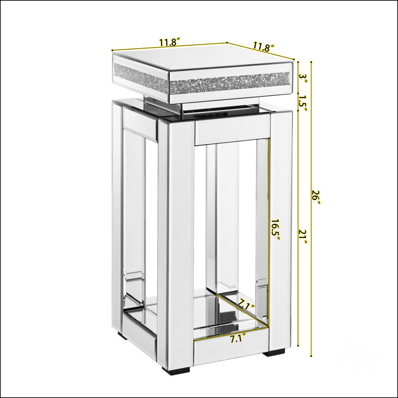 Table de bout en miroir avec incrustation de cristaux