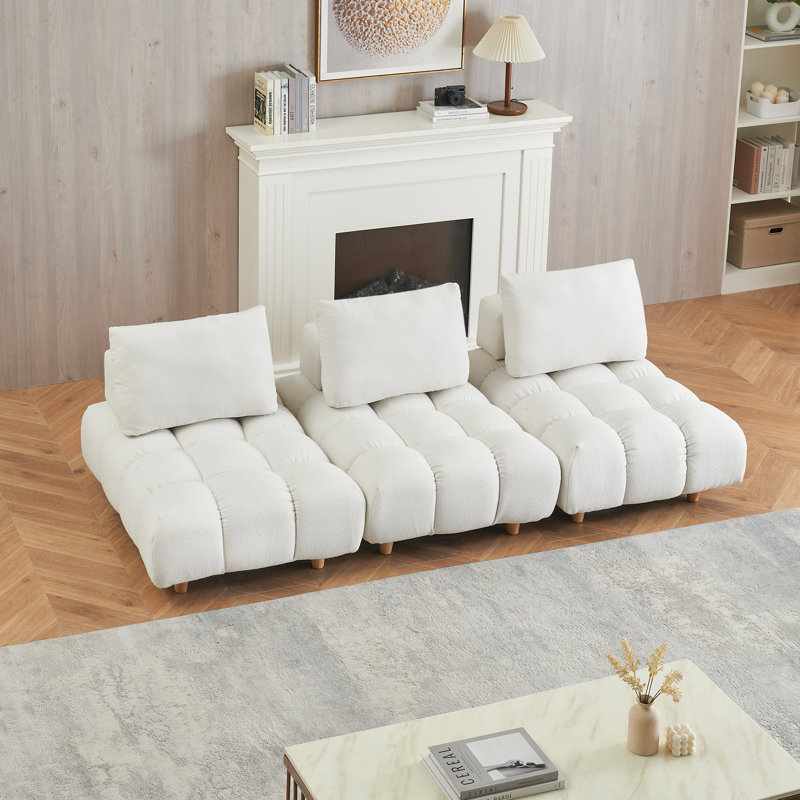 Canapé modulaire 3 pièces Samiur, Beige, H 29,5 po x L 90 po x l 40,2 po