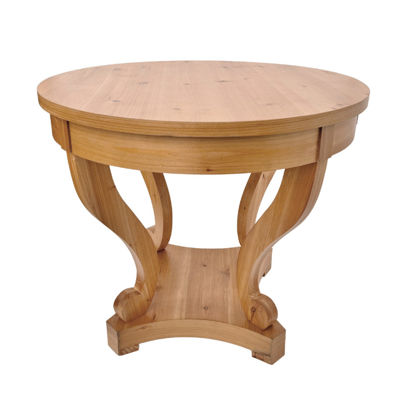 Style Side Table With Curved Legs And Storage, Natural Wood For Living Room Or Dining shabby elegance Tone, Natural Wood