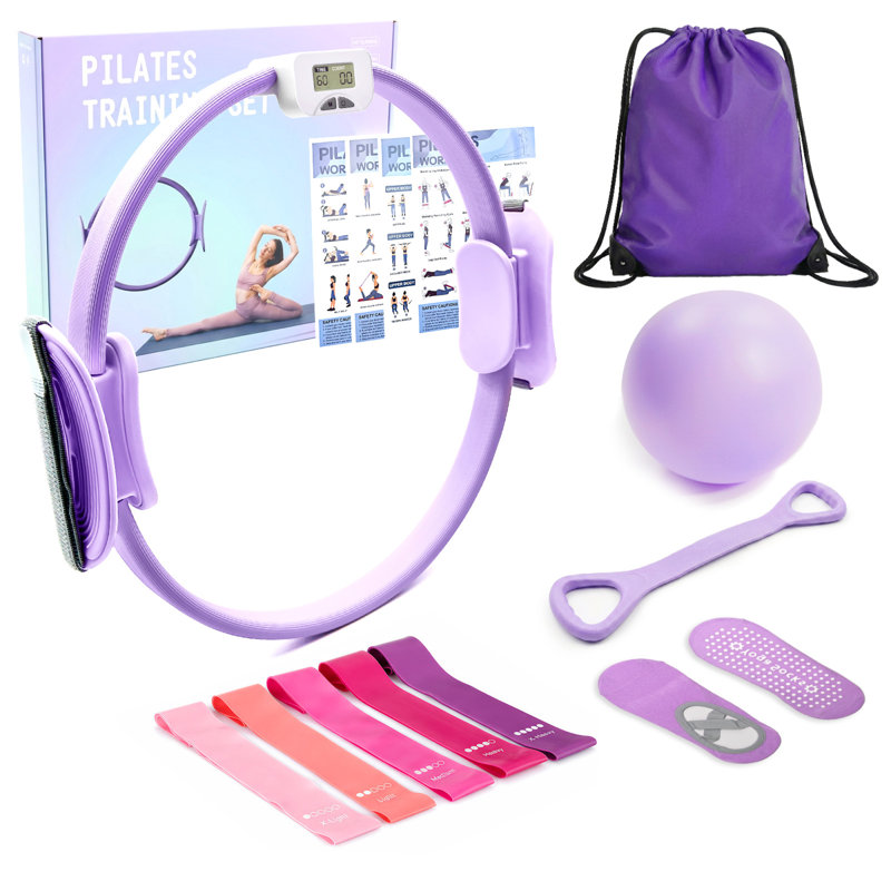 MaxU Smart Pilates Ring avec comptoir et minuterie à 5 niveaux de résistance mauve, Purple