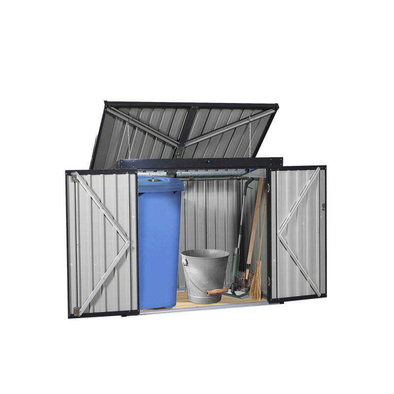 Outdoor Galvanized Steel Trash Can Storage Shed
