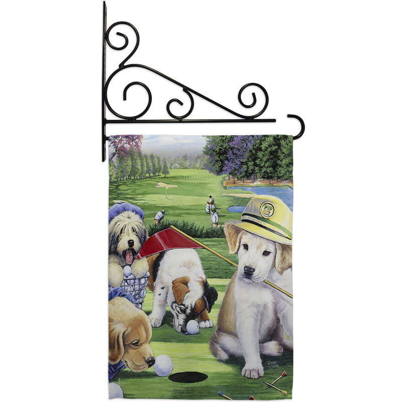 Chiots de golf à 2 faces de polyester 19 x 13 po Ensemble de drapeaux