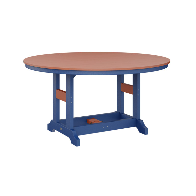 Table de salle à manger ronde Berlin, Bleu pacifique, Orange mangue