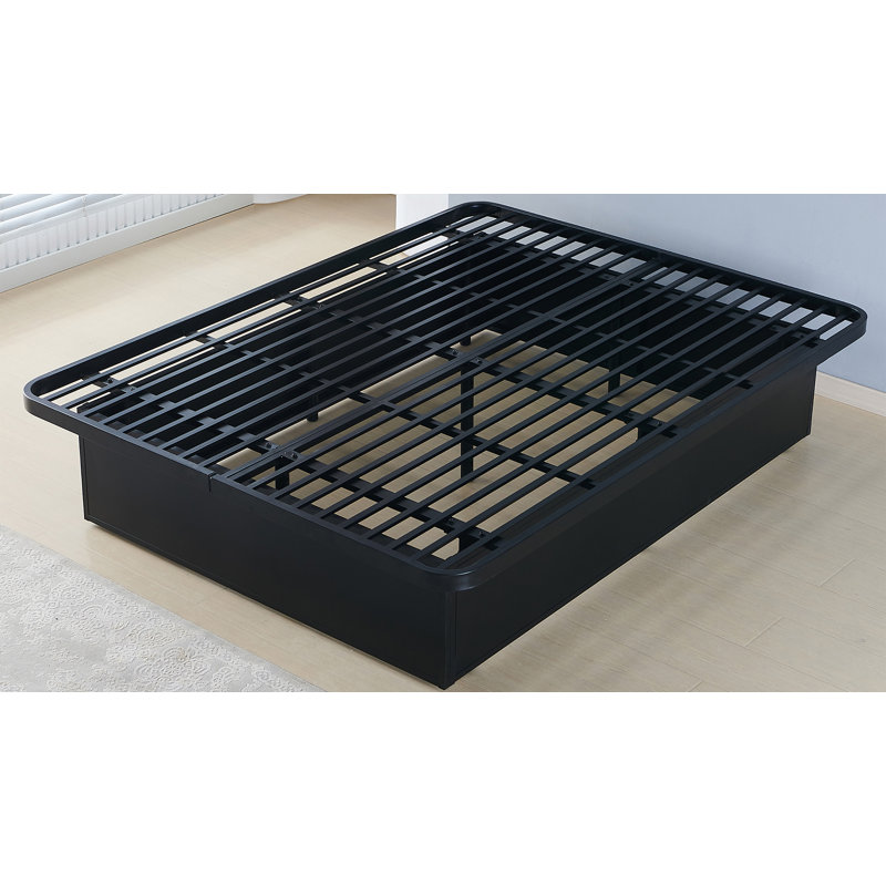 16" Premium Heavy Metal Platform Bed Frame with Metal Supports for Maximum Durability in Black, King