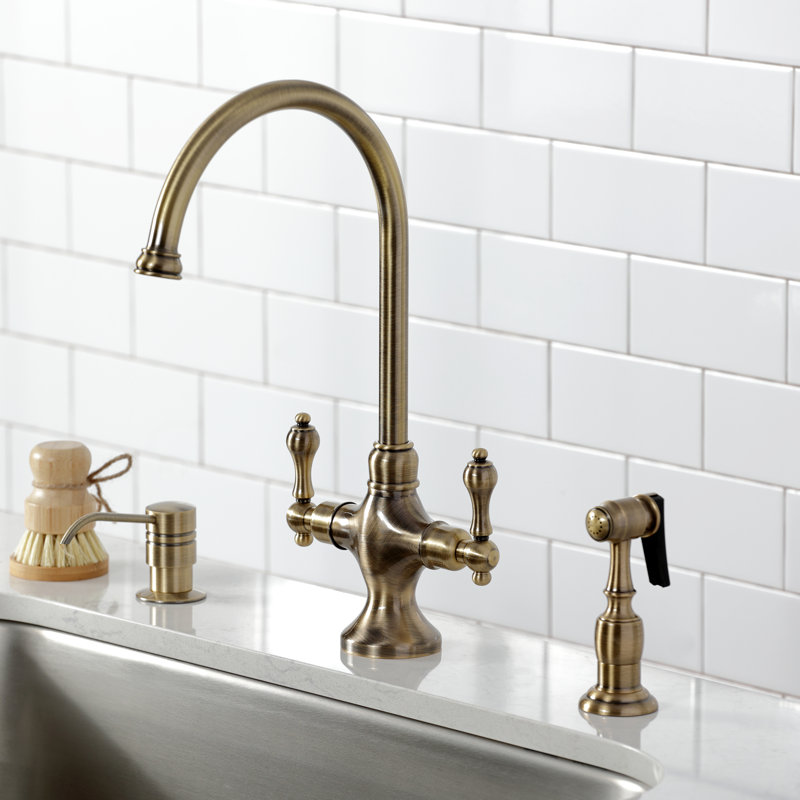 Double Handle Kitchen Faucet with Side Spray