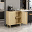 Buffet en rotin avec portes tissées à la main - Buffet de rangement multifonctionnel pour la salle à manger, la cuisine et le couloir - Console grande capacité avec tablette