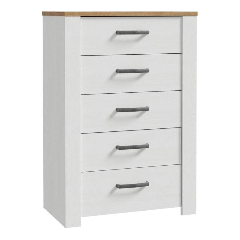 Abidan 71.7 cm W Chest of 5 Drawers, White
