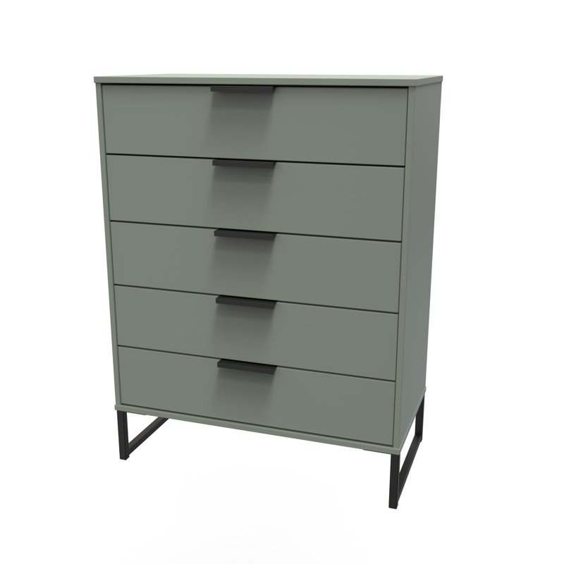 Turah 77cm W 5 - Drawer Chest of Drawers, Reed Green