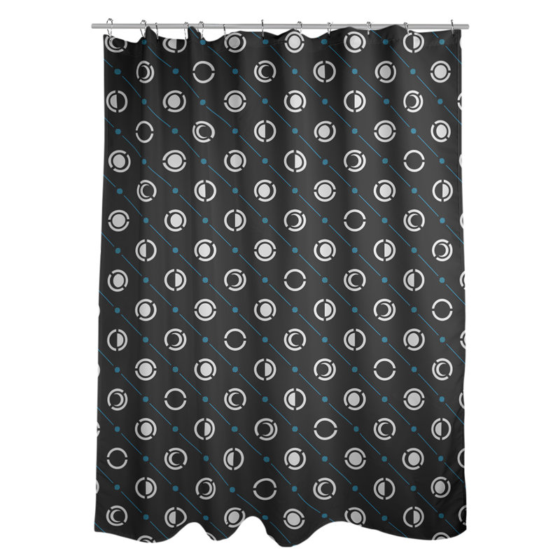 Rideau de douche à phases simples classic moon Noira Gothard, Noir / Bleu