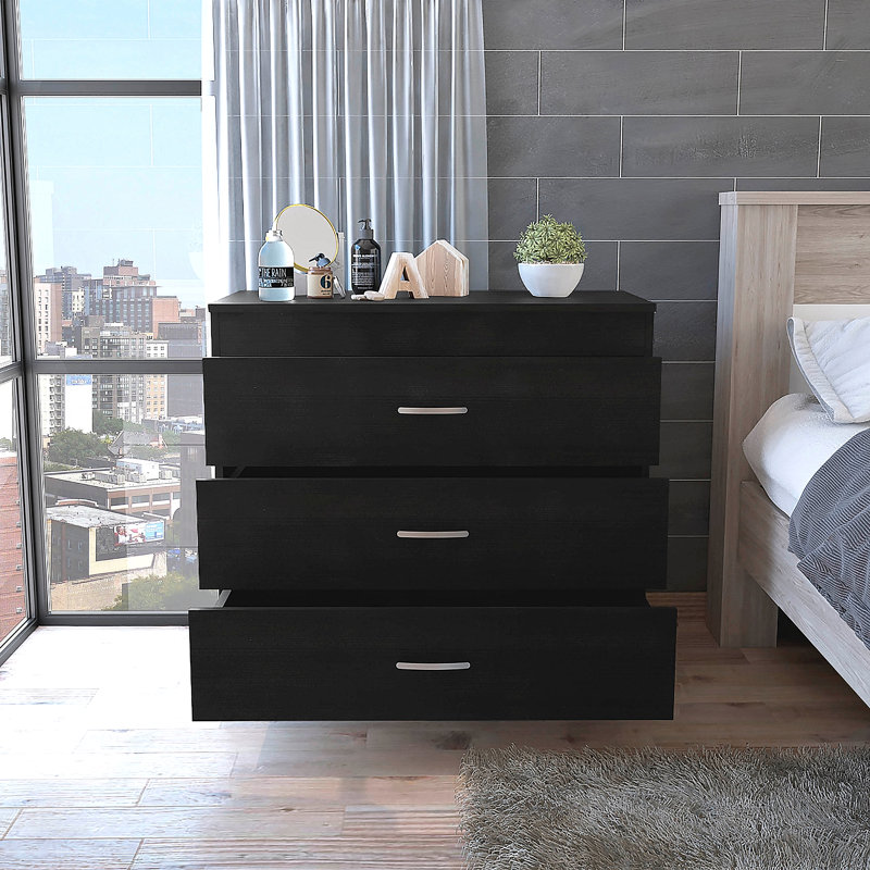 Commode à trois tiroirs, Noir