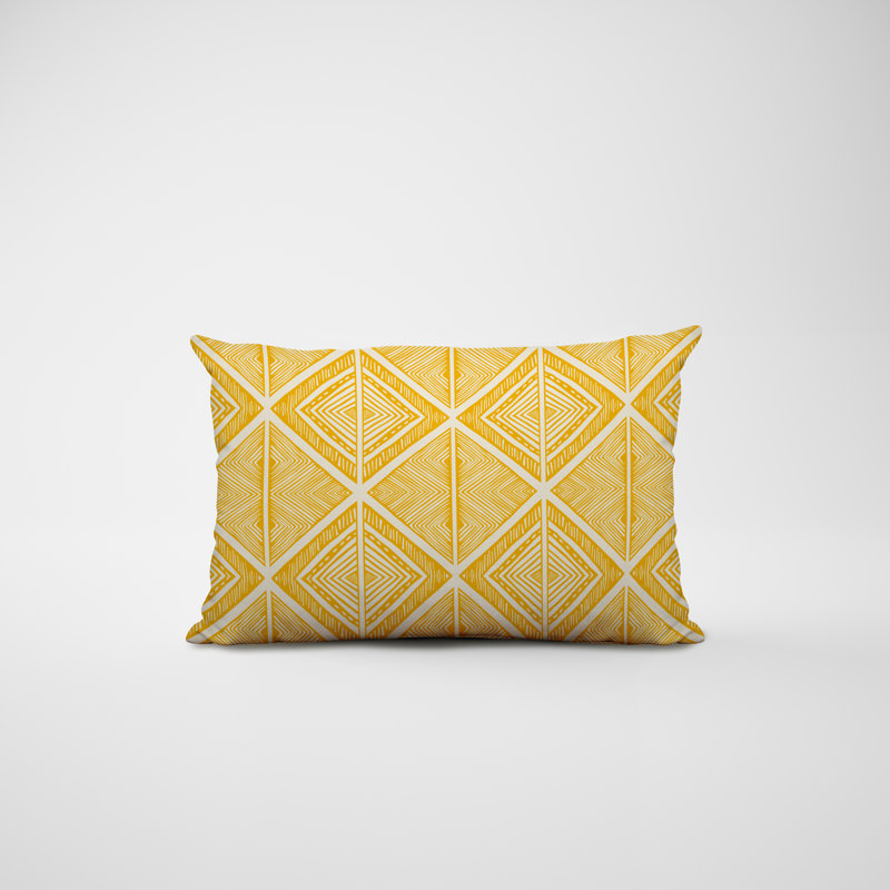 Polyester Lumbar Rectangular Indoor/Outdoor Pillow Cover & Insert, Yellow