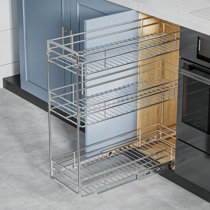 DINDON 2 Tier Pull Out Cabinet Organizer (14 W x 21 14'' W X 21'' D,  Chrome