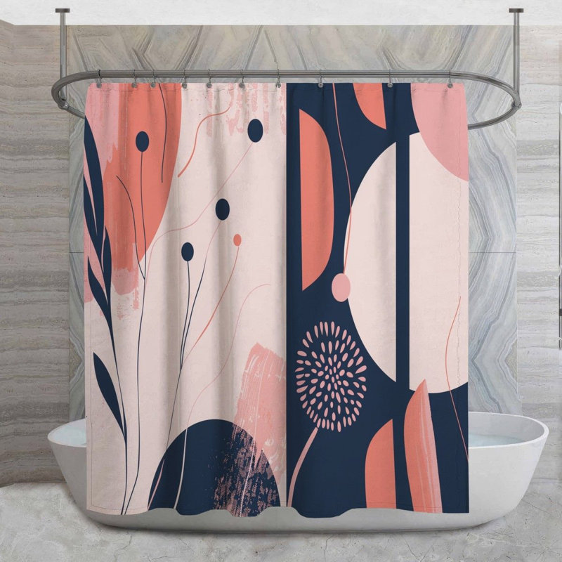 Rideau de douche à motif floral, H 93 po x l 70 po