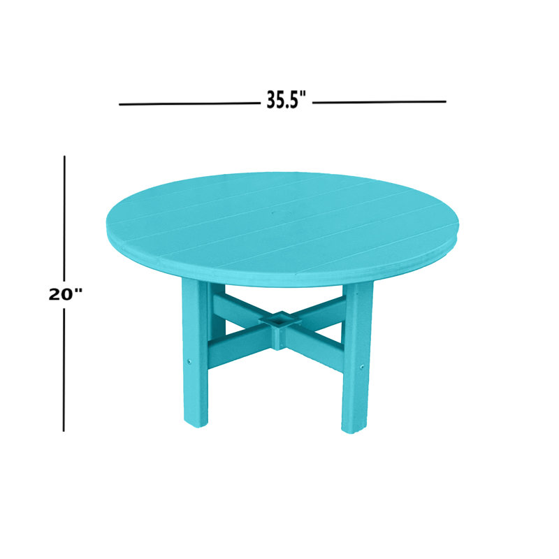 Table basse ronde d'extérieur 35,5 po Glodine, Bleu sarcelle