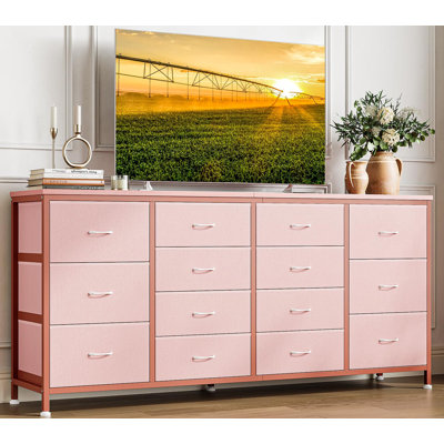 63" W Dresser TV Stand for 65/70/75 Inch TV, 14 Drawer Entertainment Centre with Power Outlets