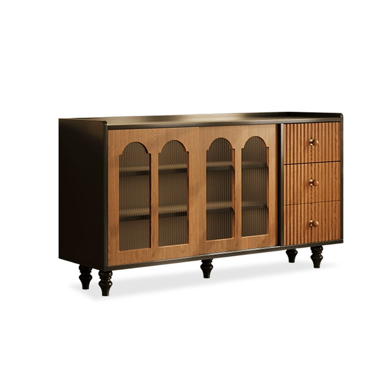 Buffet en noyer massif et bois manufacturé, H 39,37 po x l 56,3 po x P 15,75 po