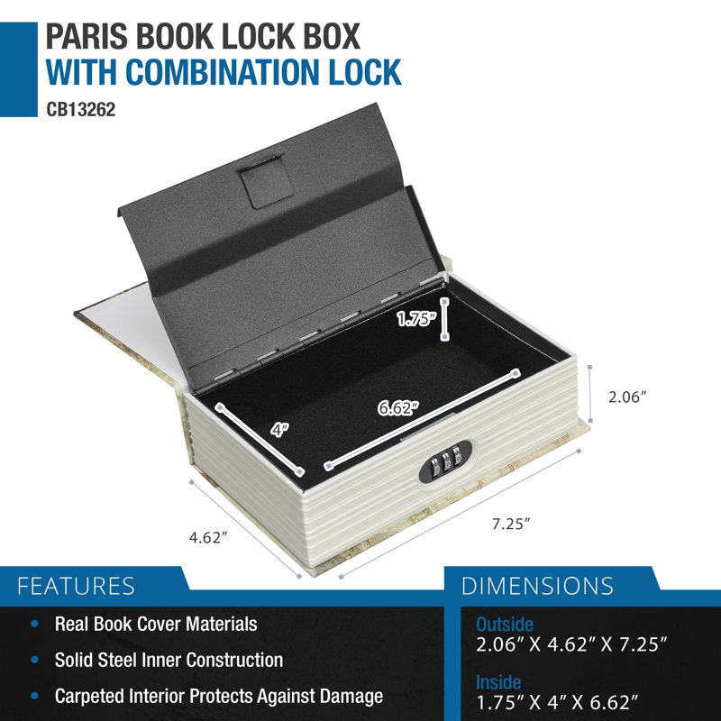 PARIS BOOK LOCK BOX W/COMBINATION LOCK