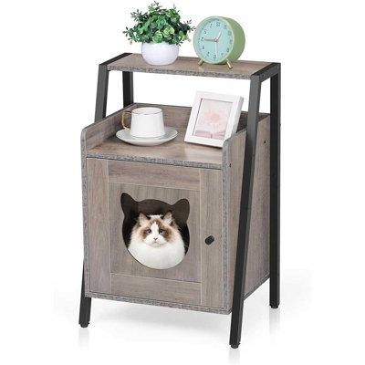 Cat Litter Box Cat House Elevated Indoor/Outdoor Pet Bed with Cat Face Entrance