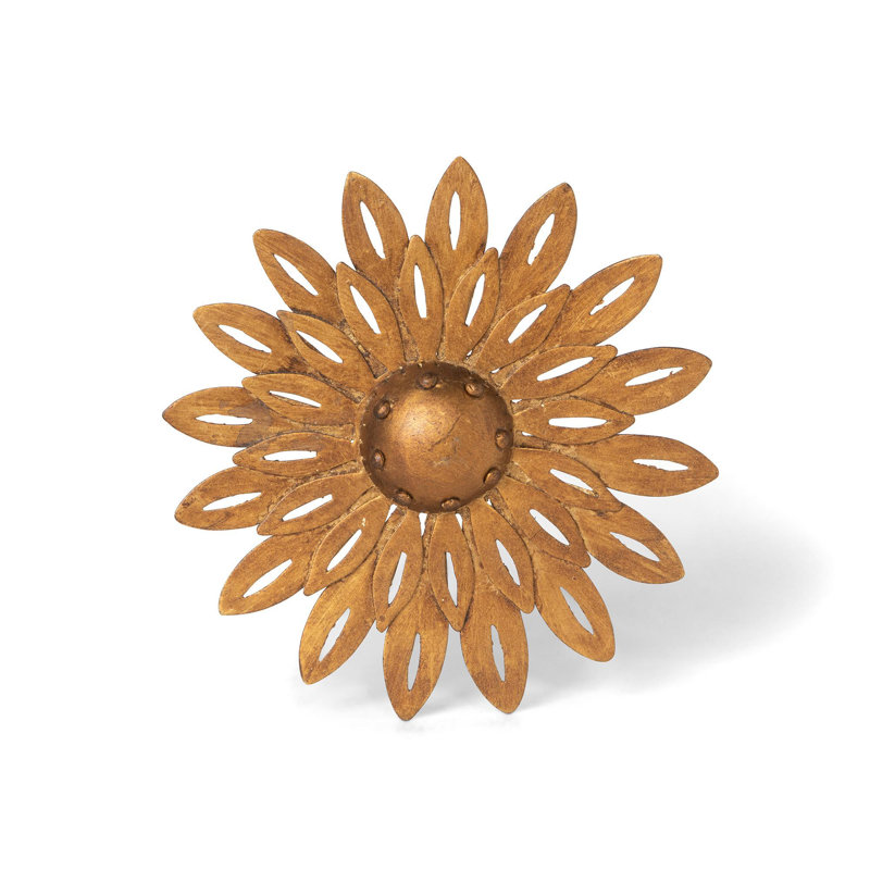 Park Hill Collection Aged Wall Dahlia, Gold, 6.50" H x 0.75" W x 6.50" D
