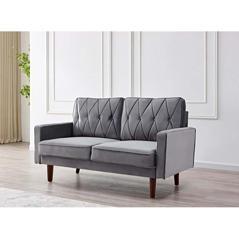 Deedra 57.5'' Velvet Loveseat, Gray  Velvet, 31.5'' H X 57.5'' W X 33.5'' D