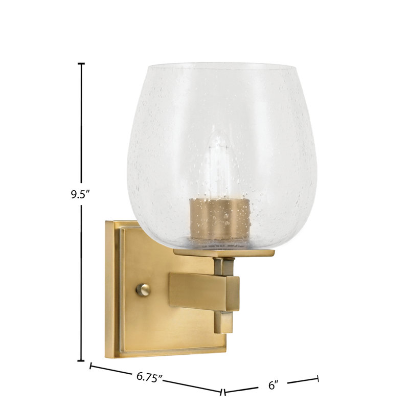 Headland Wall Sconce Shown With 7" Clear Bubble Glass, Brass