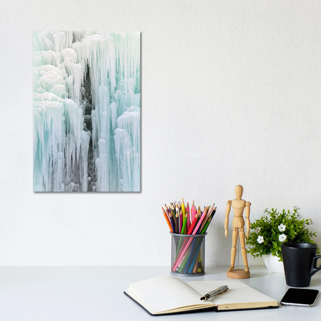 Cave in Frozen Waterfall by Nik Rave - Wrapped Canvas Graphic Art