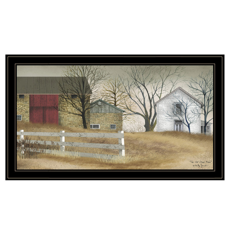 Art mural encadré «The Old Stone Barn», impression encadrée pour décoration de salon, de chambre à coucher et de maison de campagne par Billy Jacobs