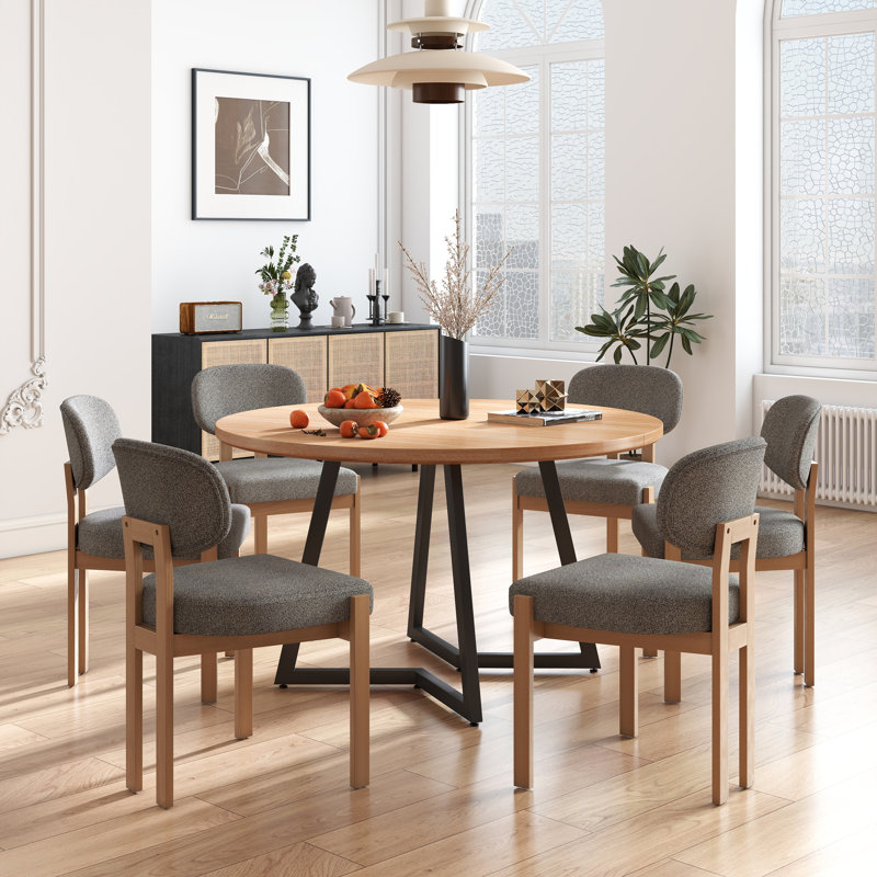 Ensemble de chaises de salle à manger en bois massif, chaise de salle à manger rembourrée en tissu de style campagnard moderne, chaises de cuisine, pieds en bois pour salle à manger, salon, chambre à coucher (chaises seulement)