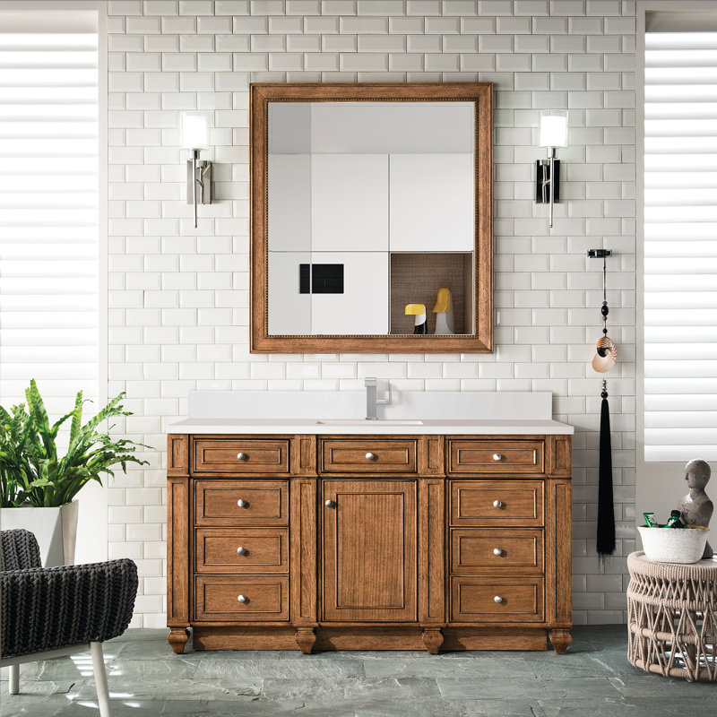 Bristol 60'' W Single Vanity, Saddle Brown, White Zeus, Single-Hole